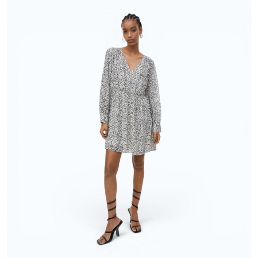 H&M Drawstring Detail Dress Polka Dots - Size Large